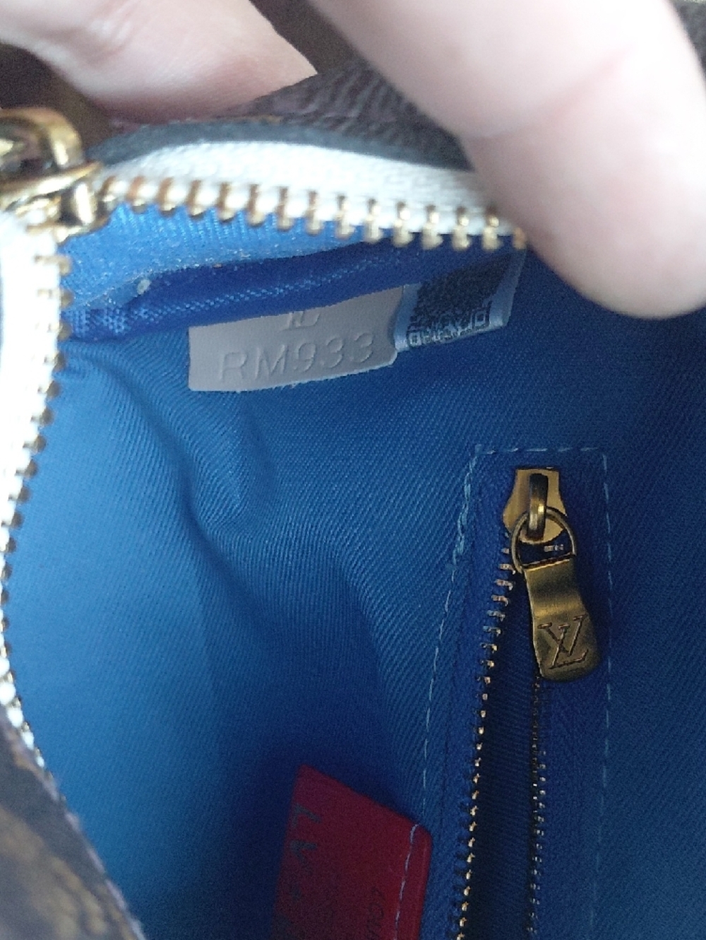Louis Vuitton Monogram Top Handle Bag in Brown with Blue Handle - Picture 7 of 7
